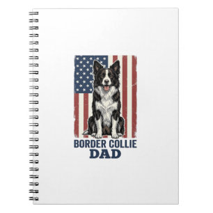 Border Collie Dad Patriotic Vintage Dog Shirt Desi Notebook