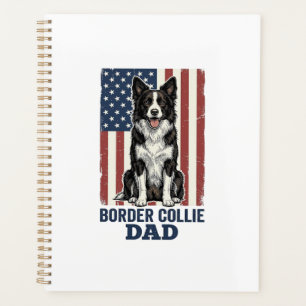 Border Collie Dad Patriotic Vintage Dog Shirt Desi Planner