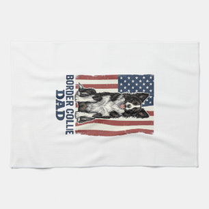 Border Collie Dad Patriotic Vintage Dog Shirt Desi Tea Towel