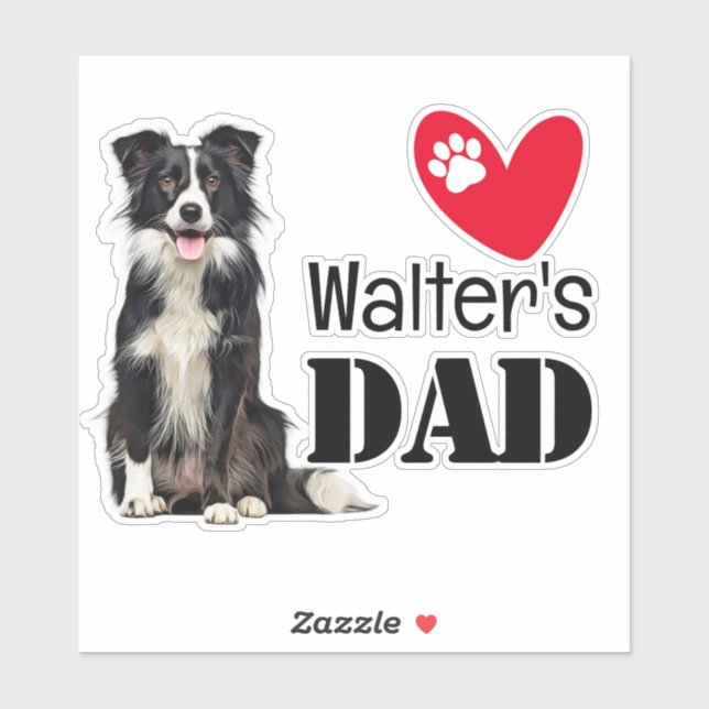 Border Collie Dad Personalised  Sticker (Sheet)