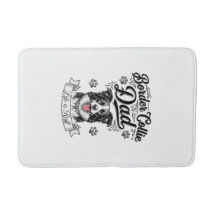 Border Collie Dad Vintage Engraving Dog Shirt Desi Bath Mat