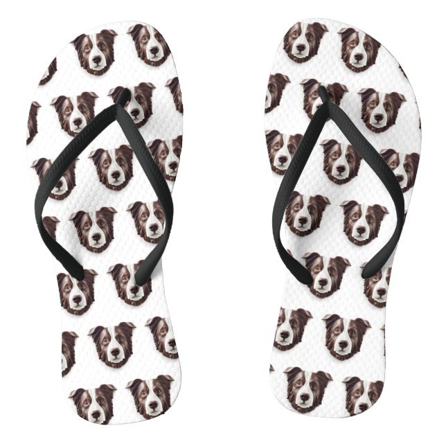 Border Collie Dog 3D Inspired Flip Flops (Footbed)