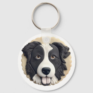 Border Collie Dog 3D Inspired  Key Ring