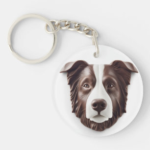 Border Collie Dog 3D Inspired Key Ring