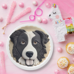 Border Collie Dog 3D Inspired  Paper Plate