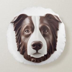 Border Collie Dog 3D Inspired Round Cushion
