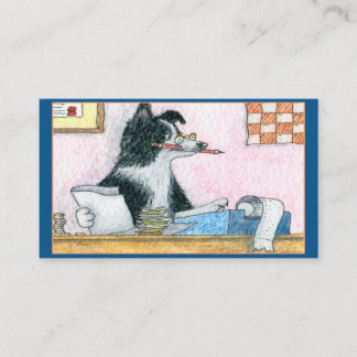 Border Collie dog accountant does tax return Business Card
