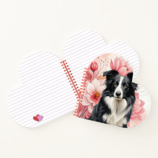 Border Collie Dog and Bold Pink Lilies Notebook