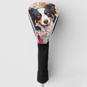 Border Collie Dog and Flowers 002 - Tailor jewel Golf Head Cover