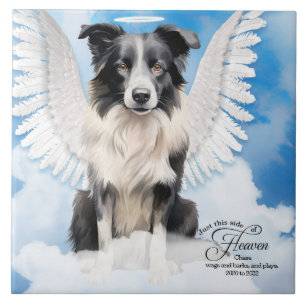Border Collie Dog Angel Custom Pet Memorial Tile