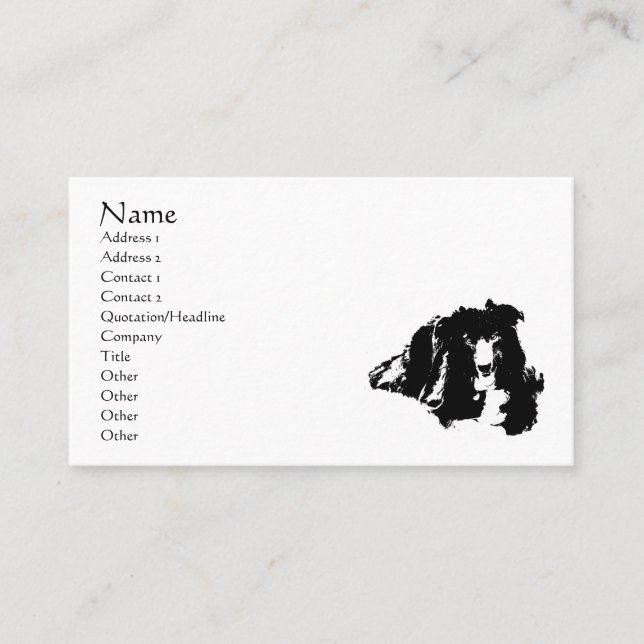 Border Collie Dog Animal Business Card (Front)