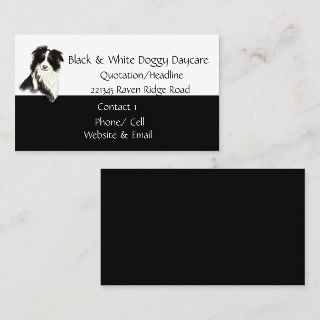 Border Collie Dog Animal Watercolor Business Card (Front/Back)