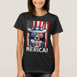 Border Collie Dog Apparel American Flag Patriotic  T-Shirt