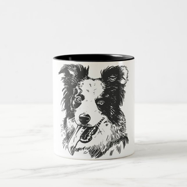 Border Collie Dog - Aussie Lover Two-Tone Coffee Mug (Center)