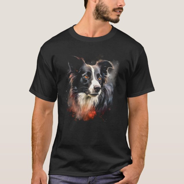 Border Collie Dog Australian Shepherd Graffiti Art T-Shirt (Front)