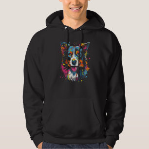 Border Collie Dog Australian Shepherd Graffiti Gra Hoodie