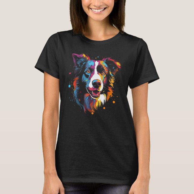 Border Collie Dog Australian Shepherd Graffiti Gra T-Shirt (Front)