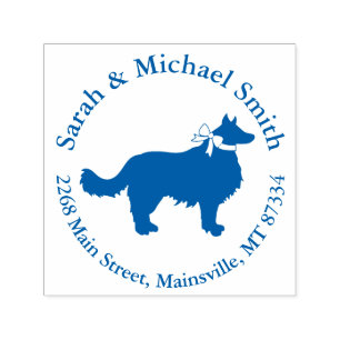 Border Collie Dog Baby Shower Puppy Blue Boy Self-inking Stamp