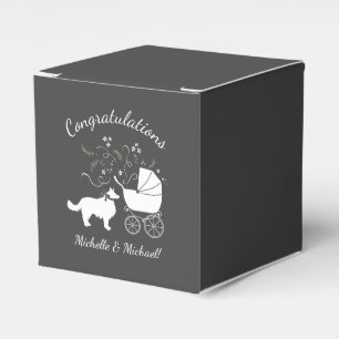 Border Collie Dog Baby Shower Puppy Grey Favour Box
