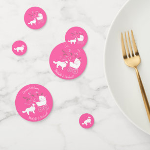 Border Collie Dog Baby Shower Puppy Pink Girl Confetti