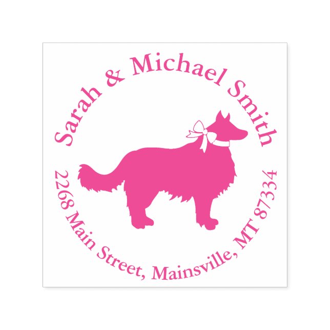 Border Collie Dog Baby Shower Puppy Pink Girl Self-inking Stamp (Design)