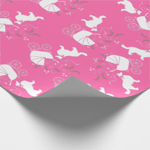 Border Collie Dog Baby Shower Puppy Pink Girl Wrapping Paper