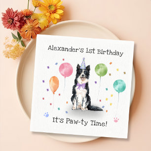 Border Collie Dog Birthday Party Napkin