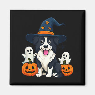 Border Collie Dog Black And White Halloween Ghosts Magnet