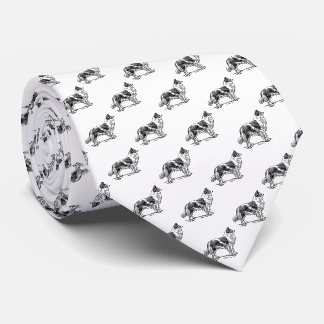 Border Collie Dog Black White Tie (Rolled)