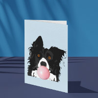 Border Collie Dog Blowing Bubble Gum