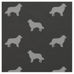 Border Collie Dog Breed Silhouettes Patterned Fabric