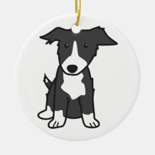 Border Collie Dog Cartoon Ceramic Tree Decoration