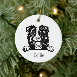 Border Collie dog Ceramic Tree Decoration