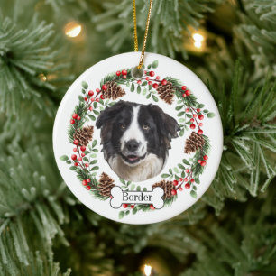 border collie dog ceramic tree decoration