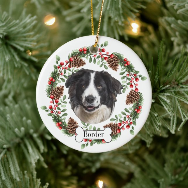border collie  dog ceramic tree decoration (Tree)