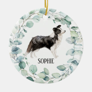 Border Collie Dog  Ceramic Tree Decoration