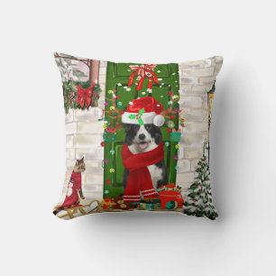 Border Collie Dog Christmas Cushion