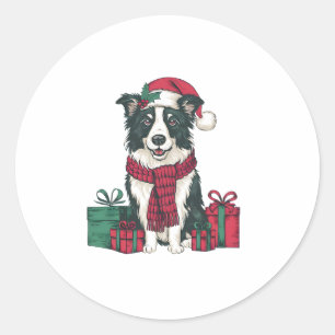 Border Collie Dog Christmas Parties Holiday Santa  Classic Round Sticker
