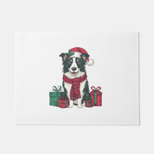 Border Collie Dog Christmas Parties Holiday Santa Doormat