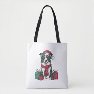 Border Collie Dog Christmas Parties Holiday Santa Tote Bag