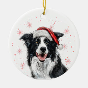 Border Collie Dog Christmas Personalised Ceramic Tree Decoration