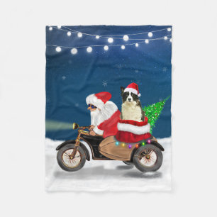 Border Collie Dog Christmas Santa Claus  Fleece Blanket
