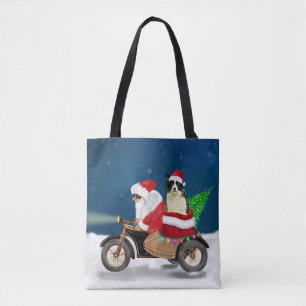 Border Collie Dog Christmas Santa Claus  Tote Bag
