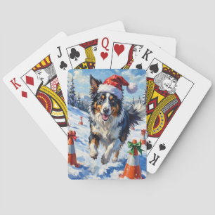 Border Collie Dog Christmas Snow Agility Fun Playing Cards