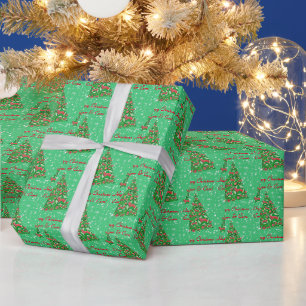 Border Collie Dog Christmas Tree Holiday Cooper Wrapping Paper