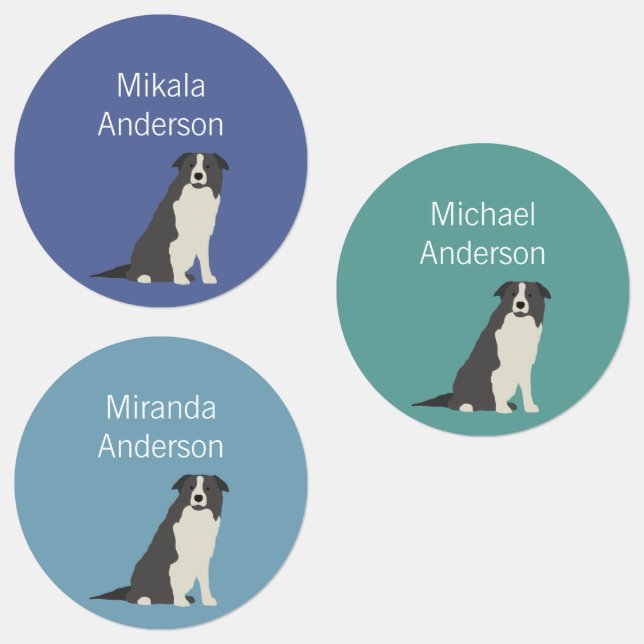Border Collie Dog colours waterproof label (Group)
