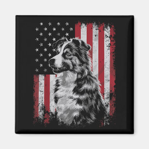 Border Collie Dog Dad Mum America 4th of July Magnet