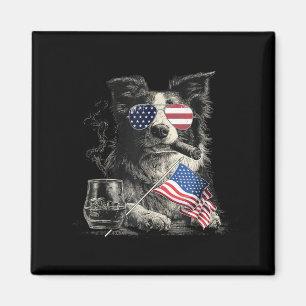 Border Collie Dog Dad Patriotic Aamerican Flag Magnet