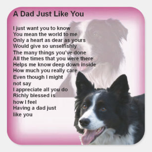 Border Collie Dog -  Dad Poem Square Sticker