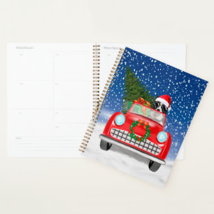 Border Collie  Dog Driving Car In Snow Christmas  Planner